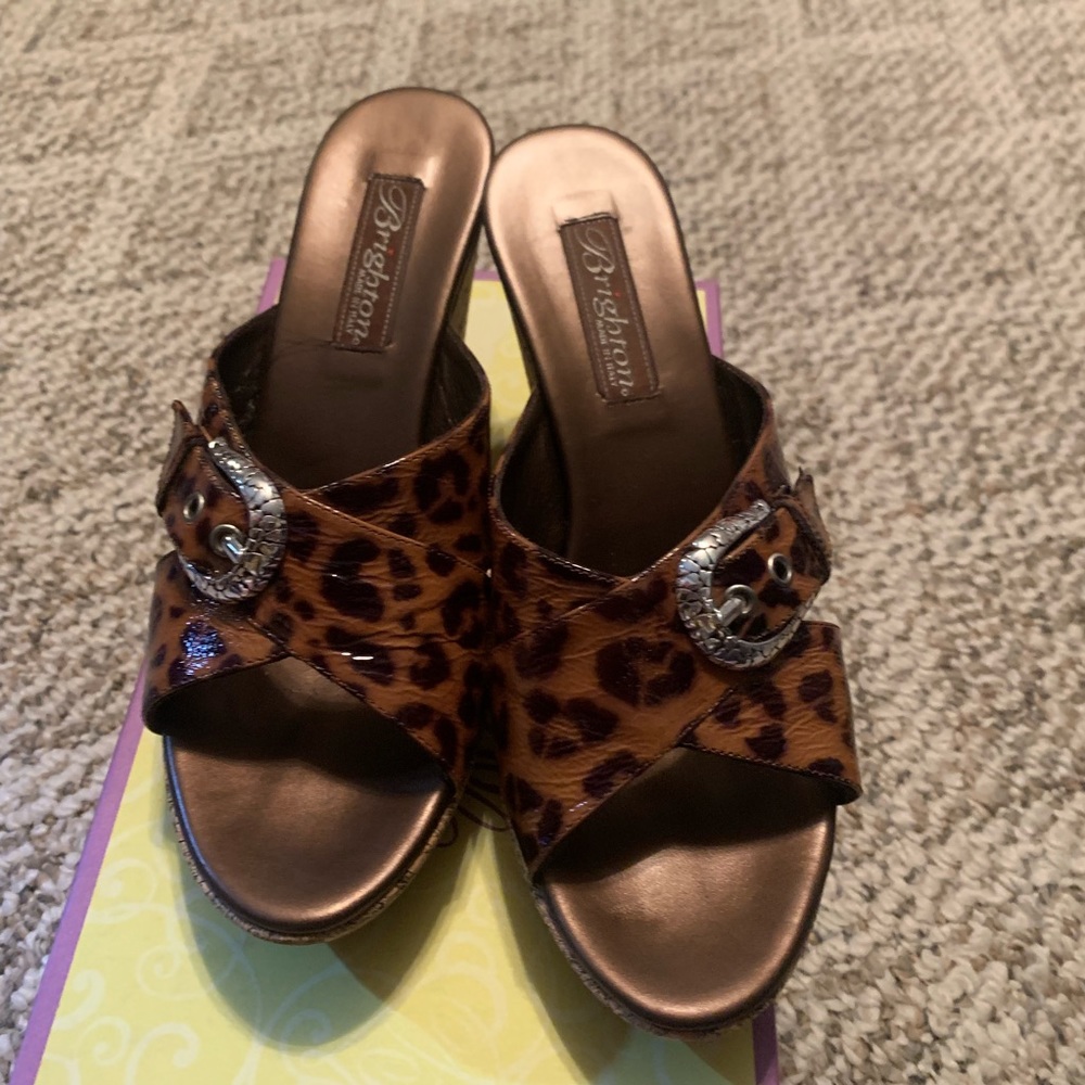 NIB Brighton Summer Leopard Wedge Sandal